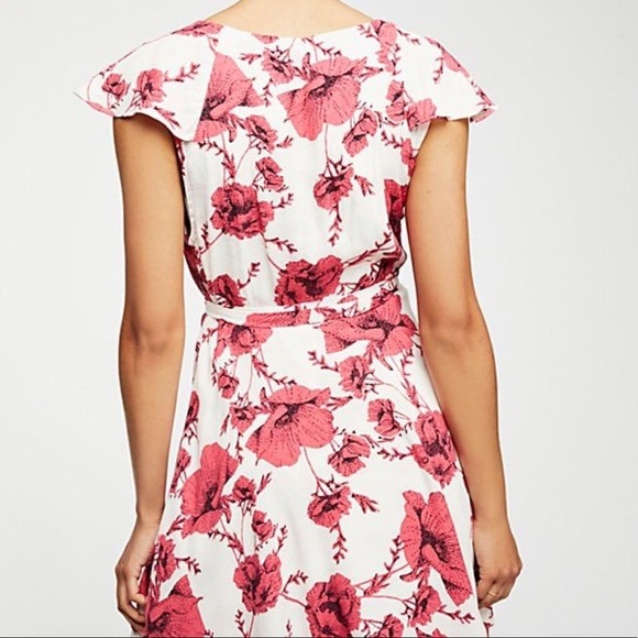Free People French Quarter Print Cream Combo Wrap Floral Mini Dress Medium - Picture 11 of 11